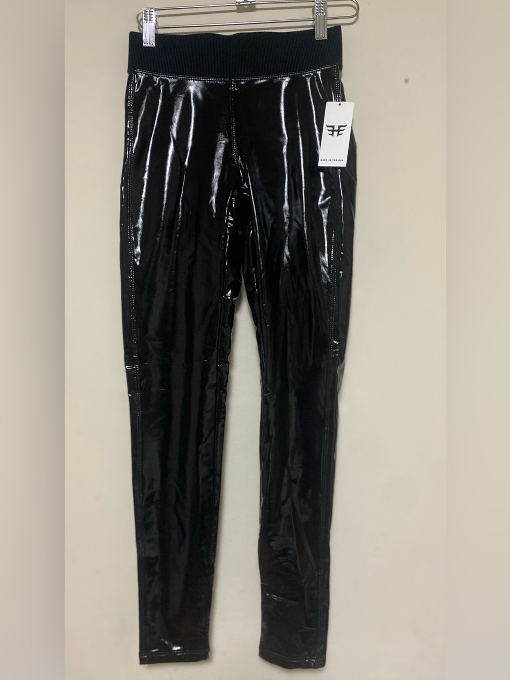 Heroine Sport Black Shiny Faux Leather Kids Leggings